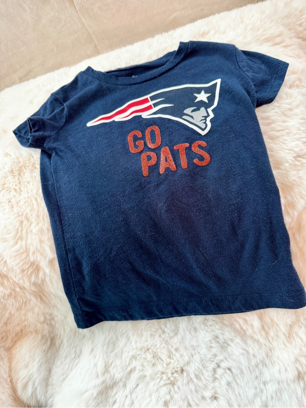 Toddler Girl, 2T, Navy 'Go Pats' New England Patriots T-Shirt, with sparkle